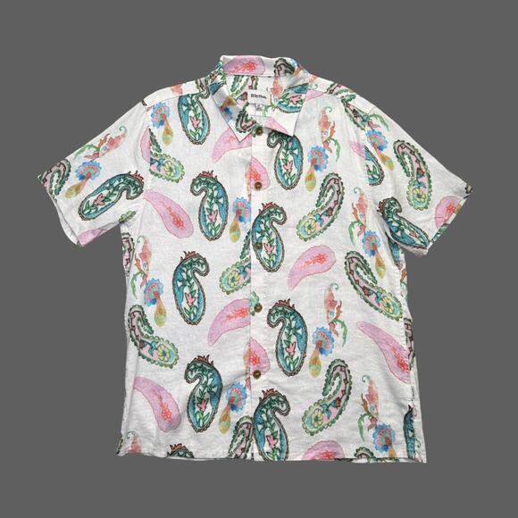 Rhythm Brookly Paisley Natural SS Shirt Size M NWT Linen/Rayon Blend - Picture 1 of 8